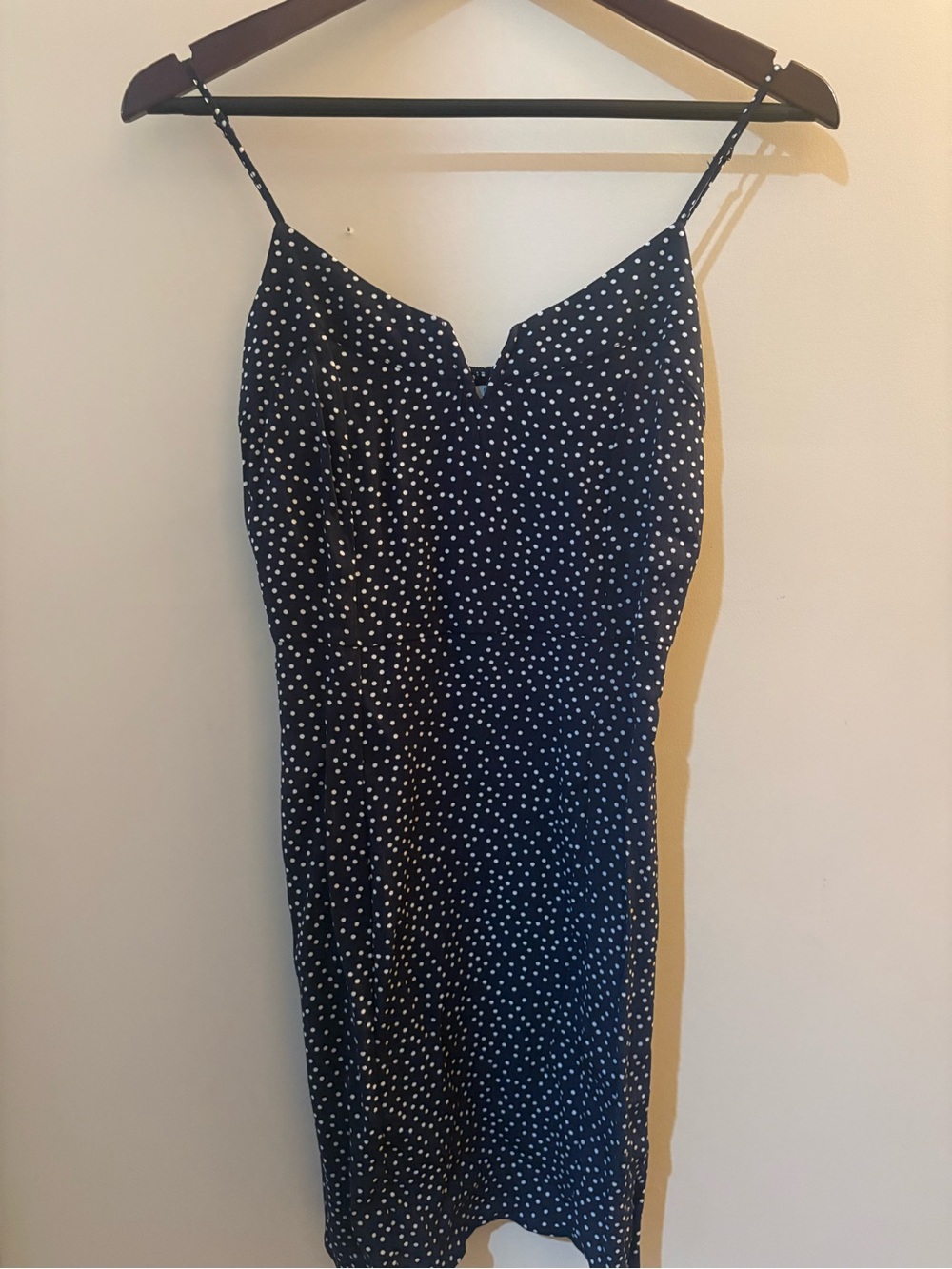 Navy Polka Dot Spaghetti-Strap Mini Dress